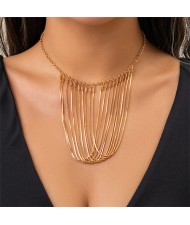 Fashion Tassel Design Snake Bone Chain Sweet Cool Style Wholesale Necklace - Golden
