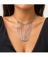 Fashion Tassel Design Snake Bone Chain Sweet Cool Style Wholesale Necklace - Silver