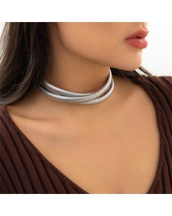 Simple Design Wholesale Fashion Three Layers Alloy Chocker Necklace - Golden