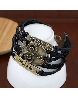 Vintage Love Dream Plates with Night Owl Pendant Bracelet