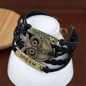 Vintage Love Dream Plates with Night Owl Pendant Bracelet