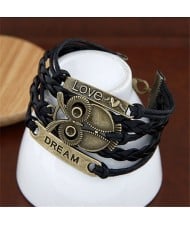 Vintage Love Dream Plates with Night Owl Pendant Bracelet