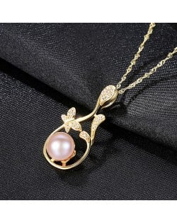 High-grade Oval Shape Pearl Pendant 925 Sterling Silver Wholesale Necklace