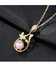 High-grade Oval Shape Pearl Pendant 925 Sterling Silver Wholesale Necklace