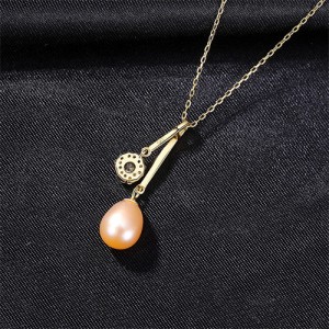 Flower and Natural Pearl Pendant 925 Sterling Silver Fashion Necklace - Pink