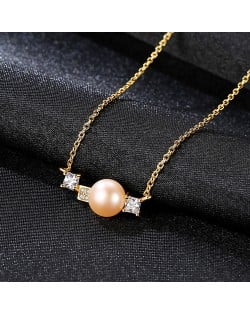 Elegant Simple Design Natural Pearl Pendant 925 Sterling Silver Wholesale Necklace - White