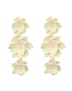 Painted Multi-layer Flowers Design Bohemian Fashion Wholesale Costume Earrings - White