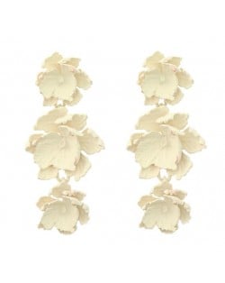 Painted Multi-layer Flowers Design Bohemian Fashion Wholesale Costume Earrings - White