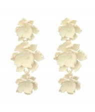 Painted Multi-layer Flowers Design Bohemian Fashion Wholesale Costume Earrings - White
