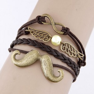 Vintage Beard Angel Wing and Infinity Symbol Bracelet