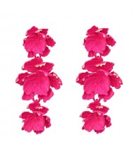 Painted Multi-layer Flowers Design Bohemian Fashion Wholesale Costume Earrings - Rose