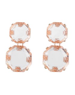 Retro Fashion Octagon Resin Women Wholesale Costume Earrings - White