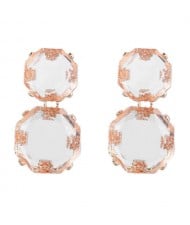 Retro Fashion Octagon Resin Women Wholesale Costume Earrings - White