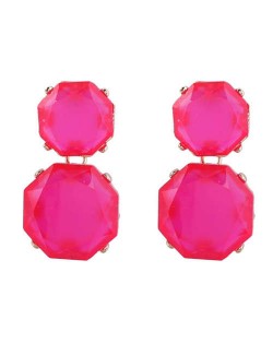 Retro Fashion Octagon Resin Women Wholesale Costume Earrings - Rose