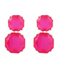 Retro Fashion Octagon Resin Women Wholesale Costume Earrings - Rose