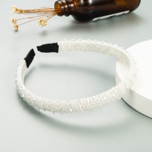 Korean Hair Accessories Crystal Beads Wholesale Fashion Hair Hoop - White