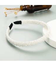 Korean Hair Accessories Crystal Beads Wholesale Fashion Hair Hoop - White