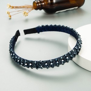 Korean Hair Accessories Crystal Beads Wholesale Fashion Hair Hoop - Blue