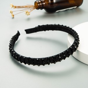 Korean Hair Accessories Crystal Beads Wholesale Fashion Hair Hoop - Black
