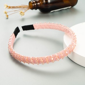 Korean Hair Accessories Crystal Beads Wholesale Fashion Hair Hoop - Pink