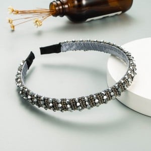 Korean Hair Accessories Crystal Beads Wholesale Fashion Hair Hoop - Gray
