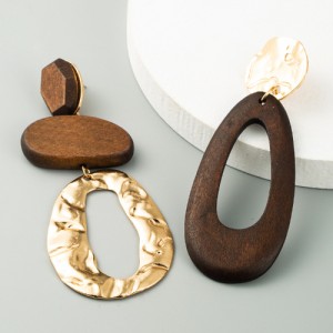 Vintage Design Wood Drop Shape Irregular Women Wholesale Earrings