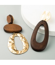 Vintage Design Wood Drop Shape Irregular Women Wholesale Earrings