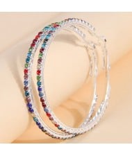 Simple Design Rhinestone Surround Women Wholesale Hoop Earrings - Multicolor