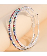 Simple Design Rhinestone Surround Women Wholesale Hoop Earrings - Multicolor