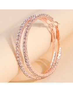 Simple Design Rhinestone Surround Women Wholesale Hoop Earrings - Multicolor