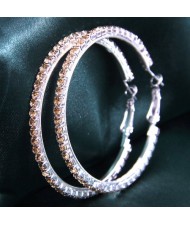 Simple Design Rhinestone Surround Women Wholesale Hoop Earrings - Golden