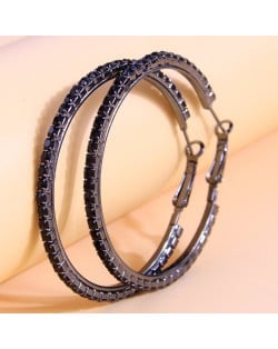 Simple Design Rhinestone Surround Women Wholesale Hoop Earrings - Champagne