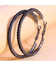 Simple Design Rhinestone Surround Women Wholesale Hoop Earrings - Champagne