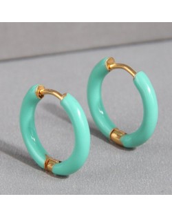 Simple Design Rhinestone Surround Women Wholesale Hoop Earrings - Black