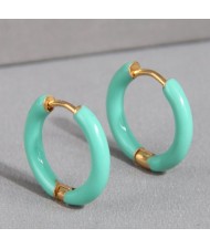 Simple Design Rhinestone Surround Women Wholesale Hoop Earrings - Black