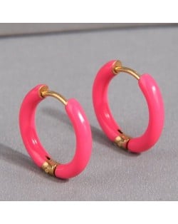 Simple Design Summer Candy Color Women Wholesale Small Hoop Earrings - Green