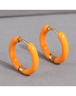 Simple Design Summer Candy Color Women Wholesale Small Hoop Earrings - Red