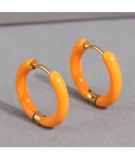 Simple Design Summer Candy Color Women Wholesale Small Hoop Earrings - Orange