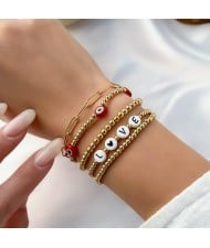 Vintage Style Golden Color Beads Wholesale Multi-layers Bracelet