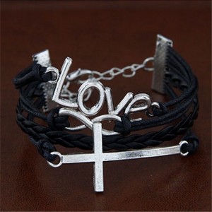 Vintage Cross and Infinity Love Multi-layer Weaving Bracelet
