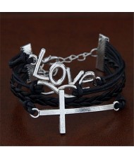 Vintage Cross and Infinity Love Multi-layer Weaving Bracelet