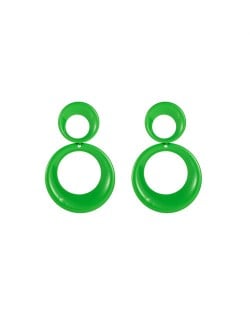 Cool Style Double Circle Wholesale Women Dangle Earrings - Green