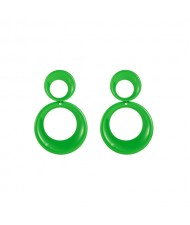 Cool Style Double Circle Wholesale Women Dangle Earrings - Green