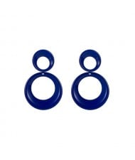 Cool Style Double Circle Wholesale Women Dangle Earrings - Blue