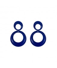 Cool Style Double Circle Wholesale Women Dangle Earrings - Blue