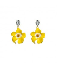 Vintage Three-dimensional Flower Wholesale Women Elegant Earrings - Yellow