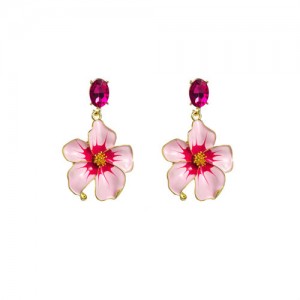 Vintage Three-dimensional Flower Wholesale Women Elegant Earrings - Pink