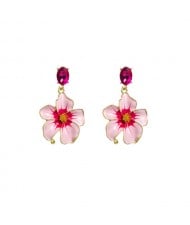 Vintage Three-dimensional Flower Wholesale Women Elegant Earrings - Pink