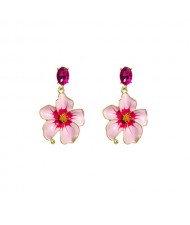Vintage Three-dimensional Flower Wholesale Women Elegant Earrings - Pink