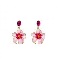 Vintage Three-dimensional Flower Wholesale Women Elegant Earrings - Yellow